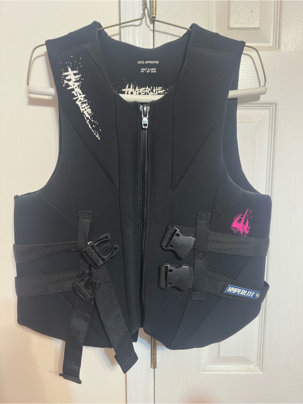 Hyperlite Men's Black Swim Vest with Pink Accent